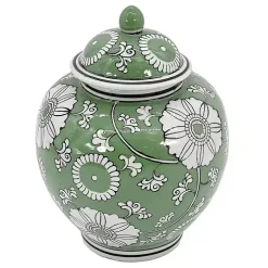 Green Floral Chinoiserie Jar