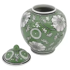 Green Floral Chinoiserie Jar