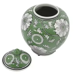 Green Floral Chinoiserie Jar
