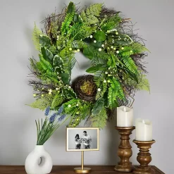 Green Foliage Bird Nest Wreath