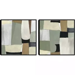 Green Forms Framed Canvas Art Prints, Set of 2
