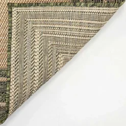Green Framed Border Outdoor Area Rug, 7x9