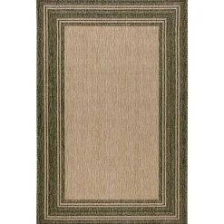 Green Framed Border Outdoor Area Rug, 4x7