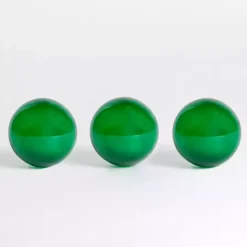 Green Glass Orbs, Set of 3