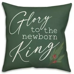 Green Glory to the Newborn King Christmas Pillow