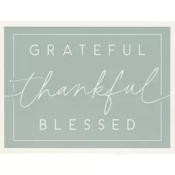 Green Grateful Thankful Framed Wall Plaque