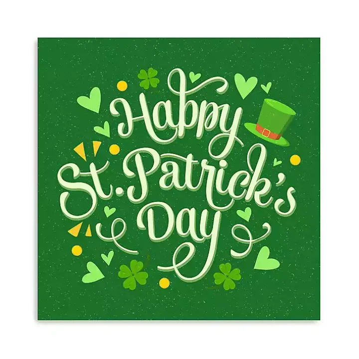 Green Happy St. Patrick's Day Canvas Art Print