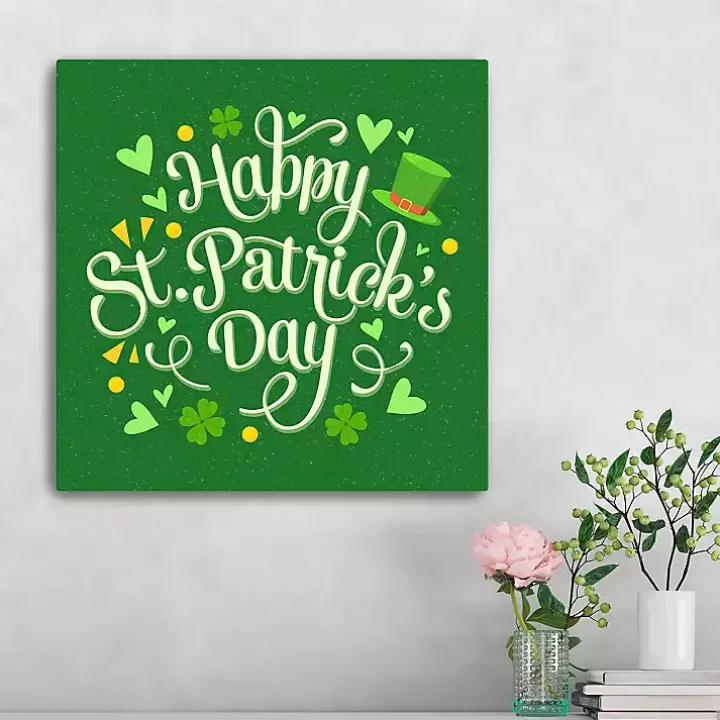 Green Happy St. Patrick's Day Canvas Art Print