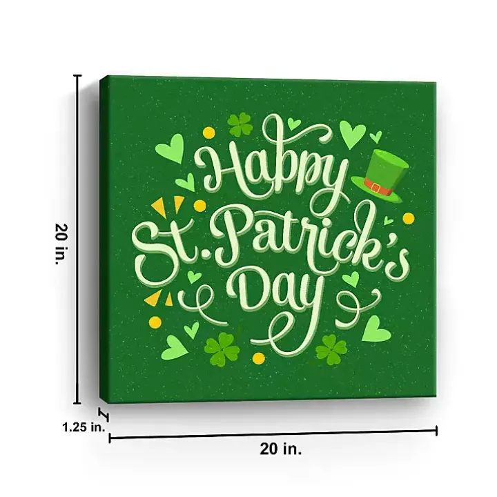 Green Happy St. Patrick's Day Canvas Art Print
