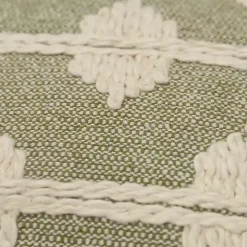 Green Heathered Embroidered Diamond Throw Pillow
