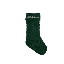 Green Let it Snow Cable Knit Stocking