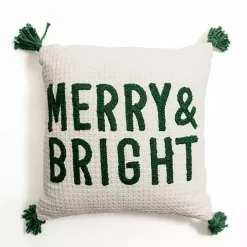 Green Merry and Bright Pillow