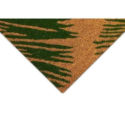 Green Palm Fronds Welcome Coir Doormat
