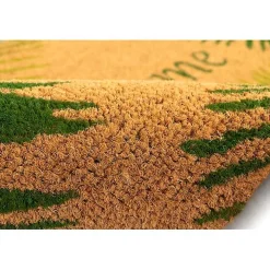 Green Palm Fronds Welcome Coir Doormat