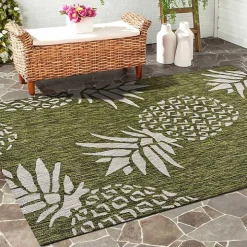 Green Pineapple Outdoor Area Rug, 7x9