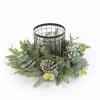 Green Pineberry Window Pane Candle Centerpiece
