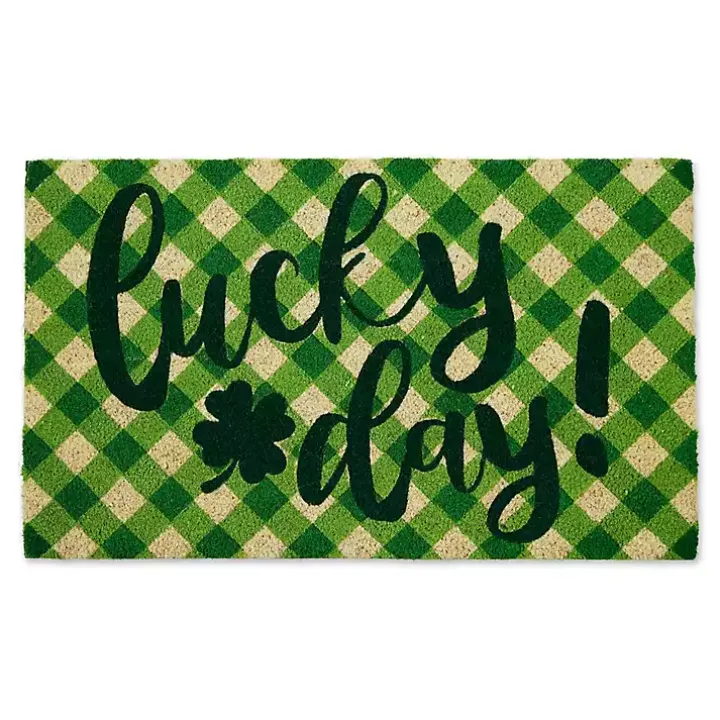 Green Plaid Lucky Day Doormat