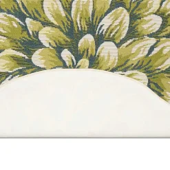 Green Round Floral Bloom Indoor/Outdoor Rug, 3x3