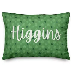 Green Shamrocks Personalized Lumbar Pillow