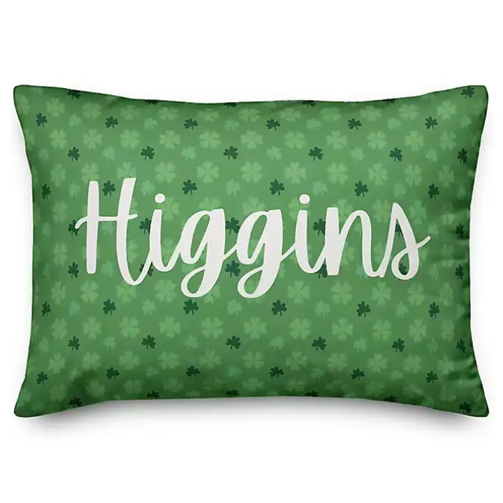 Green Shamrocks Personalized Lumbar Pillow