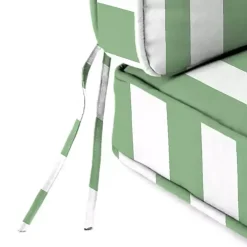 Green Striped Outdoor Deep Seat Cushion