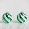 Green Swirl 4 in. Tree Ornaments, Set of 2