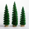 Green Swirl Bottle Brush Christmas Trees, Set of 3