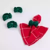 Green Velvet Bow Napkin Rings, Set of 4