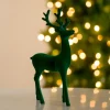 Green Velvet Standing Deer Figurine