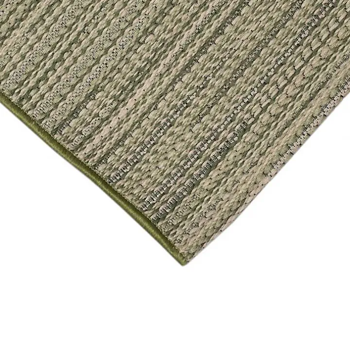 Green Woven Lines Indoor/Outdoor Accent Rug, 2x2