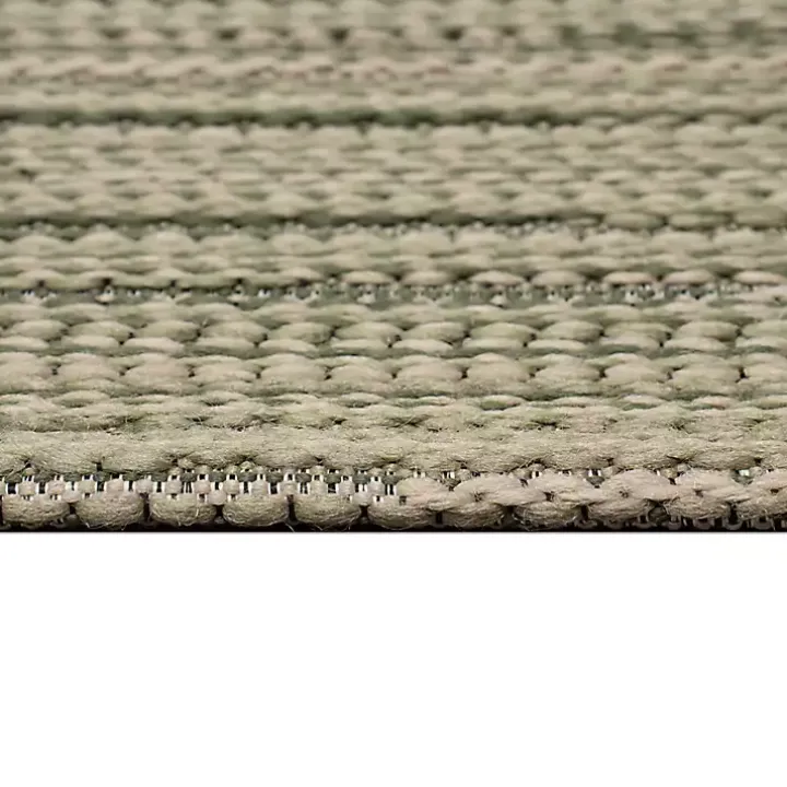 Green Woven Lines Indoor/Outdoor Accent Rug, 2x2