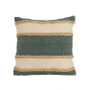 Green Woven Wide Stripe Indoor/Outdoor Pillow