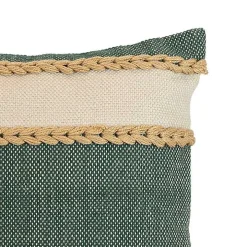Green Woven Wide Stripe Indoor/Outdoor Pillow