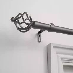 Gunmetal Adjustable Torch Curtain Rod, 120 in.