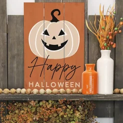 Halloween Jack O Lantern Wood Wall Plaque