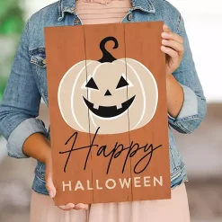 Halloween Jack O Lantern Wood Wall Plaque
