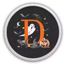 Halloween Monogram D White Framed Wall Plaque