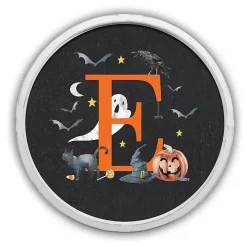 Halloween Monogram E White Framed Wall Plaque