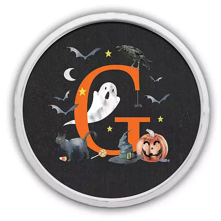 Halloween Monogram G White Framed Wall Plaque
