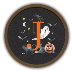 Halloween Monogram J Brown Framed Wall Plaque