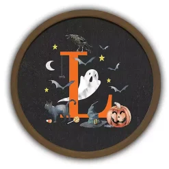 Halloween Monogram L Brown Framed Wall Plaque
