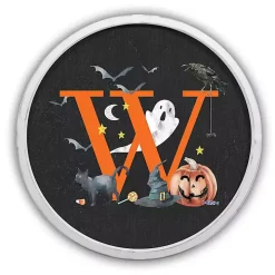 Halloween Monogram W White Framed Wall Plaque