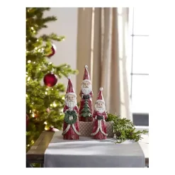 Hand Carved Wooden Santas, Set of 3