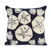 Handhooked Navy Sand Dollar Outdoor Throw Pillow