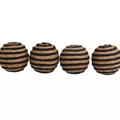 Handmade Black Stripe Jute Rope Orbs, Set of 4