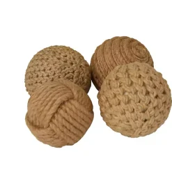 Handmade Jute Rope Orbs, Set of 4