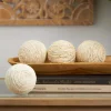 Handmade Tan Wrapped Jute Orbs, Set of 4