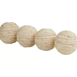 Handmade Tan Wrapped Jute Orbs, Set of 4