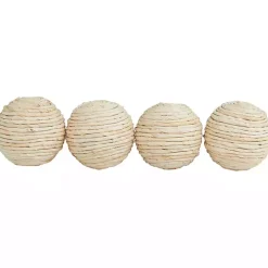 Handmade Tan Wrapped Jute Orbs, Set of 4