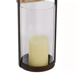 Hanging Lantern Fir Wood and Iron Sconce